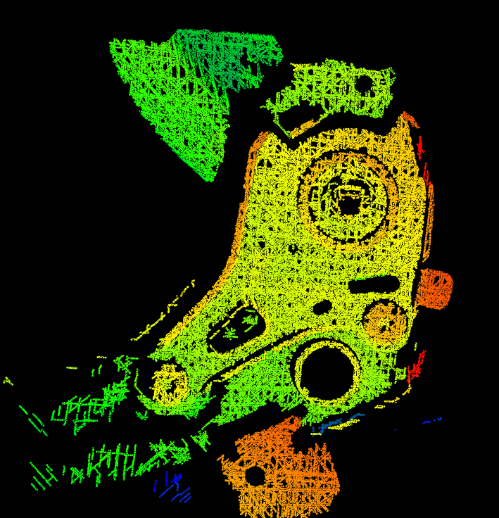 Dense 3D point cloud of a part accumulated over about one second