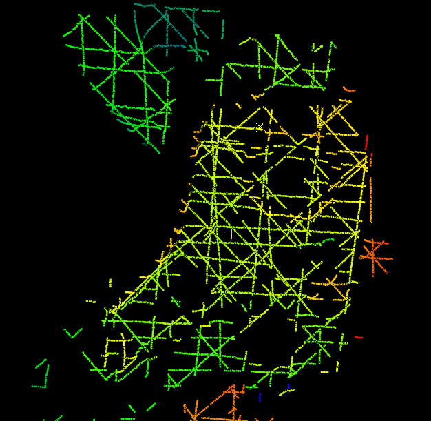 Sparse 3D point data from a short rolling window, used for high-speed tracking